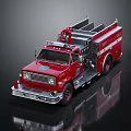 Red Fire Truck With Ladder And Emergency Equipment For Rescue Operations