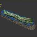 Rustic Wooden Log Decorative Piece With Green Moss And Grass Accents