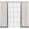 Soft Beige Linen Curtains With Sheer Layer For Modern Window Decoration 3d model