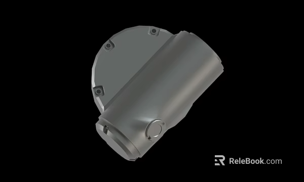 Grey Metal Mechanical Component Featuring Cylindrical Structure And Bolted Design 3d model 