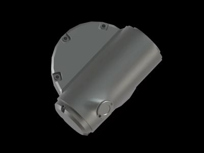 Grey Metal Mechanical Component Featuring Cylindrical Structure And Bolted Design 3d model