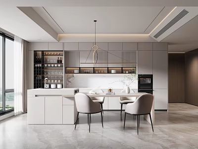 Modern Restaurant Interior Design With Open Dining Area And Elegant Chairs 3d model