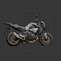 Naked Black Motorcycle With Modern Aggressive Design Red Wheels On Black And White Patterned Mat
