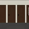 Dark Brown Wooden Swing Doors With Carved Panels And Glass Inserts For Home Interior