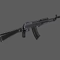 Black Automatic Assault Rifle With Metal Barrel Magazine And Black Stock
