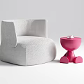Gray Single Sofa With Pink Side Table In Modern Minimalist Interior 3d model