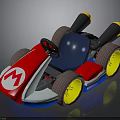 Red White Mario Go Kart Featuring M Logo Blue Seat Yellow Wheels