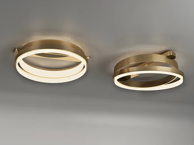 Decorative Modern Gold Circular Ceiling Lights With Illuminated Ring Design 3d model