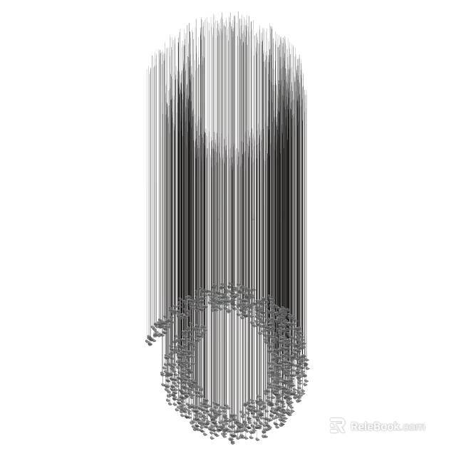 Modern Artistic Metal Chandelier With Vertical Lines And Ornate Base For Home Interior Decor 3d model 