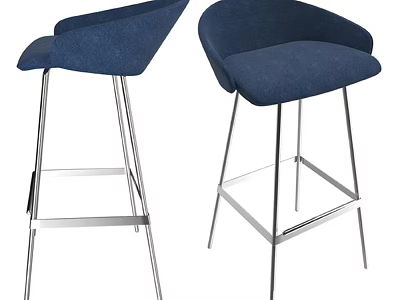 Blue Upholstered Bar Stools with Metal Frame Modern Stylish Design for Kitchen Bar Counter 3d model