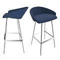 Blue Upholstered Bar Stools with Metal Frame Modern Stylish Design for Kitchen Bar Counter