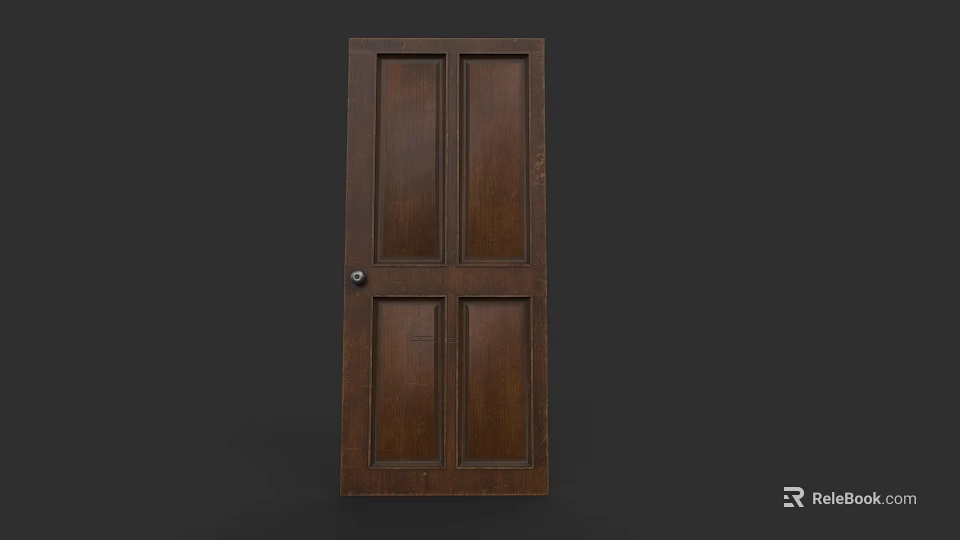 Solid Wood Swing Door with Dark Brown Panel Design for Interior Home Use 3d model 