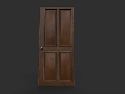 Solid Wood Swing Door with Dark Brown Panel Design for Interior Home Use 3d model