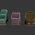 Vintage Metal Household Items With Grid Design And Three Different Shapes