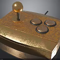 Vintage Copper Game Controller With Golden Ball Joystick And Three Circular Buttons