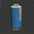 Blue Cylindrical Household Spray Can With White Cap And Warning Labels