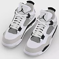 White and Black Jordan Sneakers with Gray Accents and Mesh Detailing