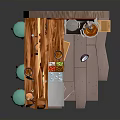 Japanese Ramen Shop Interior With Wooden Counter Seasoning Bottles Bowls Ramen Sign And Kitchen Utensils