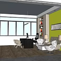 Modern Public Office Space With Open Layout Office Desks Chairs And Bookshelves