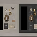Modern Pegboard Wall Decor With Hanging Hats Bags And Coats For Home Organization
