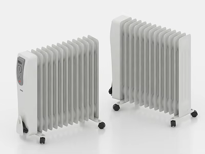 White Portable Electric Radiators With Wheels For Home Heating Use As Daily Electrical Appliances 3d model