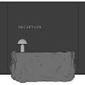 Modern Reception Desk with Black Panel Reception Sign and Stone Base Decoration