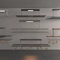 Different Designs of Modern Ceiling Mounted Clothes Hangers with Multiple Hooks and LED Lights