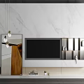 Modern TV Background Cabinet With Marble Panel Storage And Decorative Items 3d model
