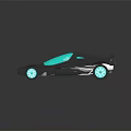 Futuristic Race Car with Dark Body Transparent Blue Roof and Green Accented Wheels
