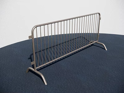 Portable Metal Barrier With Vertical Steel Bars And Support Feet For Crowd Control 3d model