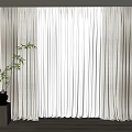 Beige Curtains With White Sheer Panels And Decorative Plant By Window