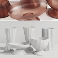 Modern Ceramic Vessels With Rose Gold Finish And Fluted Design For Home Interior Decor