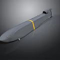 Military Tactical Missile Featuring Gray Body Yellow Stripe Aerodynamic Structure And Surface Details