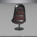 Stylish Modern Metal Chair With Three Brown Upholstered Panels And Round Base