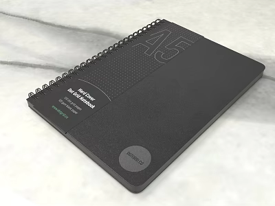 Black Spiral Bound A5 Notebook With Smooth Paper And Round Logo 3d model