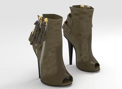 Modern Zipper High Heels 3d model