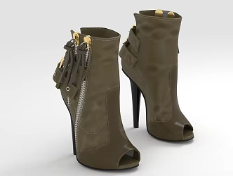 Modern Zipper High Heels 3d model