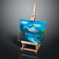 Modern Smart TV Displaying Vibrant Mountain River Landscape Oil Painting with Trees