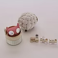 Cute Pink Owl And White Fluffy Dolls With Wooden Toy Train Set