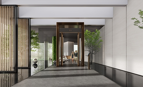 Modern Lobby Hotel Lobby Entrance 3d model