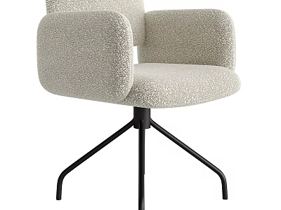Modern Plush Beige Office Chair With Armrest And Black Metal Base Design 3d model