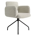 Modern Plush Beige Office Chair With Armrest And Black Metal Base Design