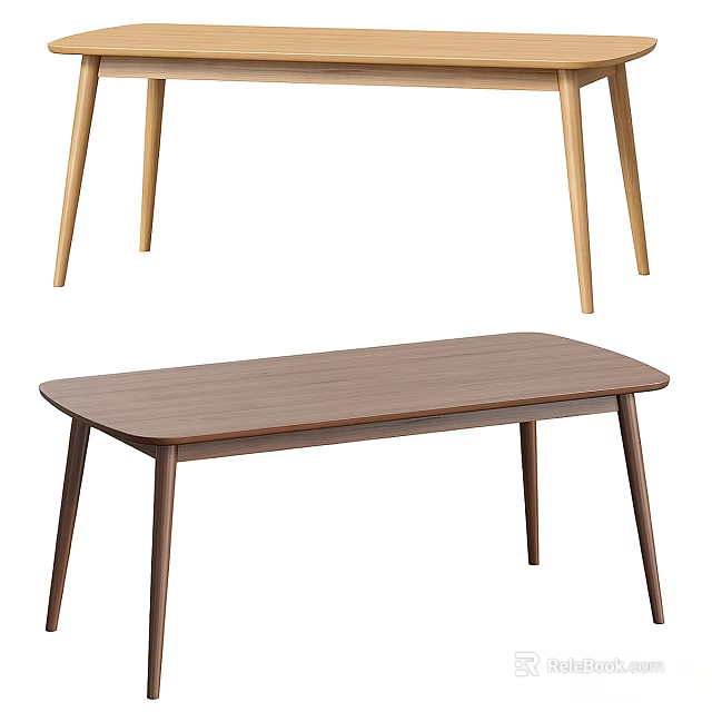 Modern Wooden Dining Table With Sleek Legs And Rectangular Top Design 3d model