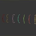 A Row of Decorative Bows with Diverse Designs on Gray Background and Floor Reflections
