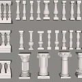 Decorative White Railings Featuring Various Baluster Column And Architectural Designs