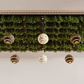 Ceiling Design With Green Plants And Hanging Lamps 3d model
