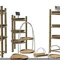 Bamboo Garden Accents With Multi Tiered Shelves Rattan Storage Racks For Plant