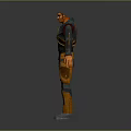 Sci Fi Action Game and Movie Character in Orange Black Armor Standing Pose