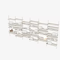 Modern Bookshelf Design With Multiple Shelves Books Decorative Vases And Table Lamp