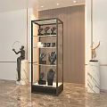 Modern Display Cabinet Shelf With Jewelry Accessories And Marble Decorative Statues